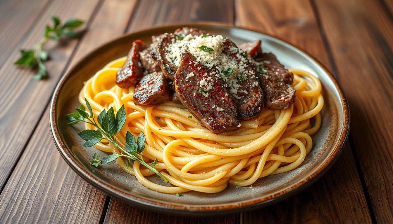 beef steak pasta